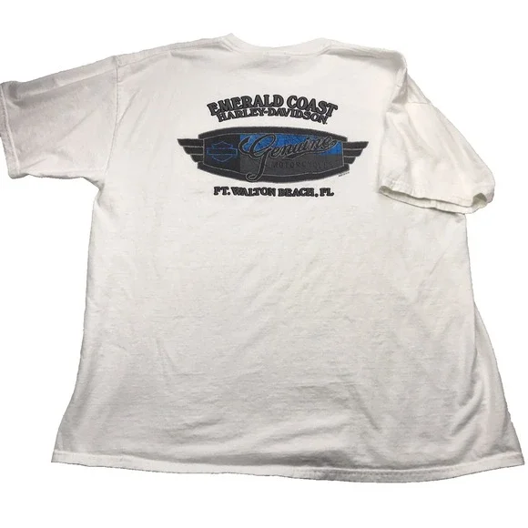 Harley Davidson T-Shirt‎ 2XL White Emerald Coast Ft Walton Beach Florida Biker - Picture 3 of 16